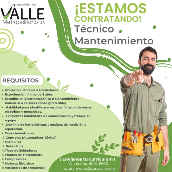 Corporación del Valle, Técnico en Mantenimiento